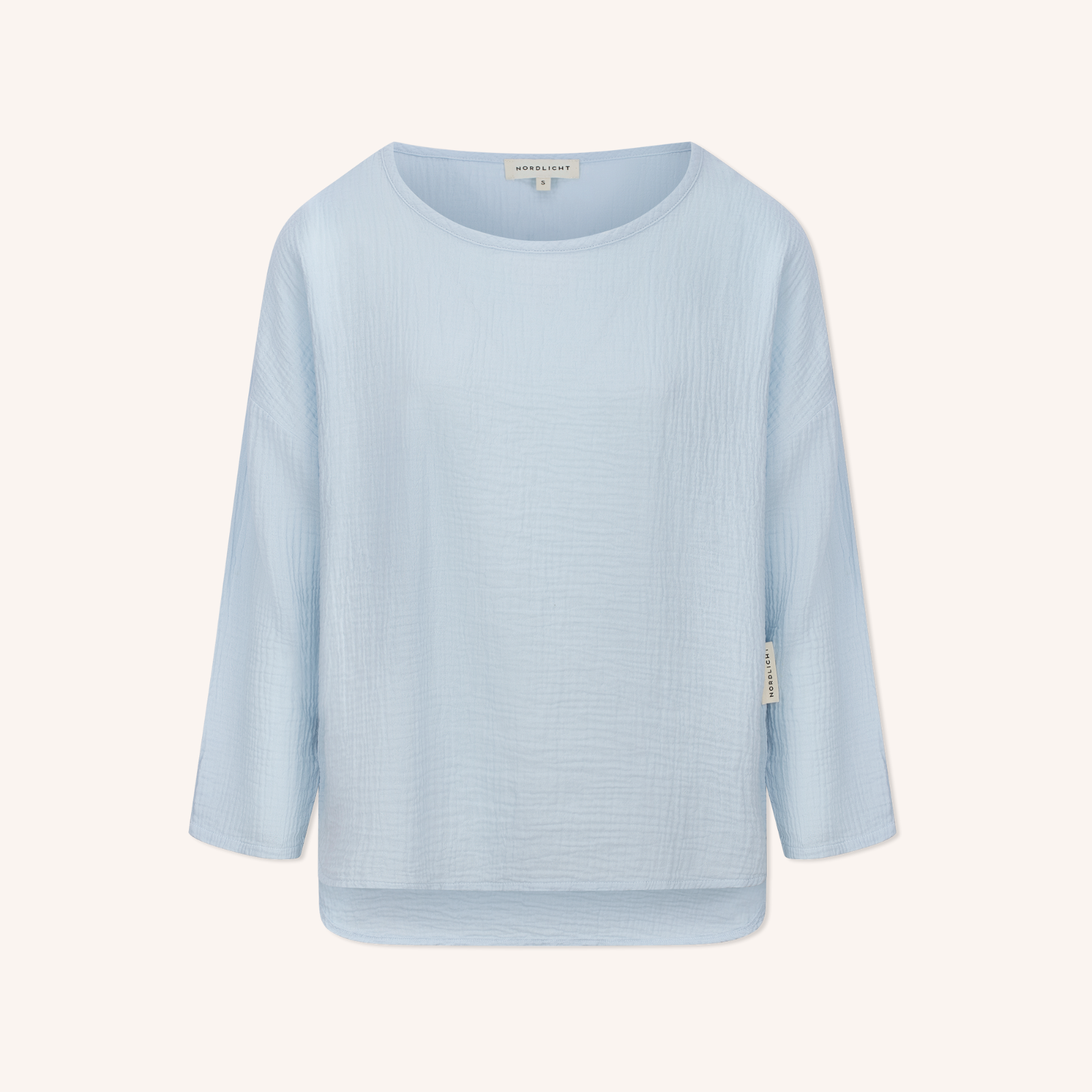 Ice Blue Handwoven Muslin Pleated Top main image 1
