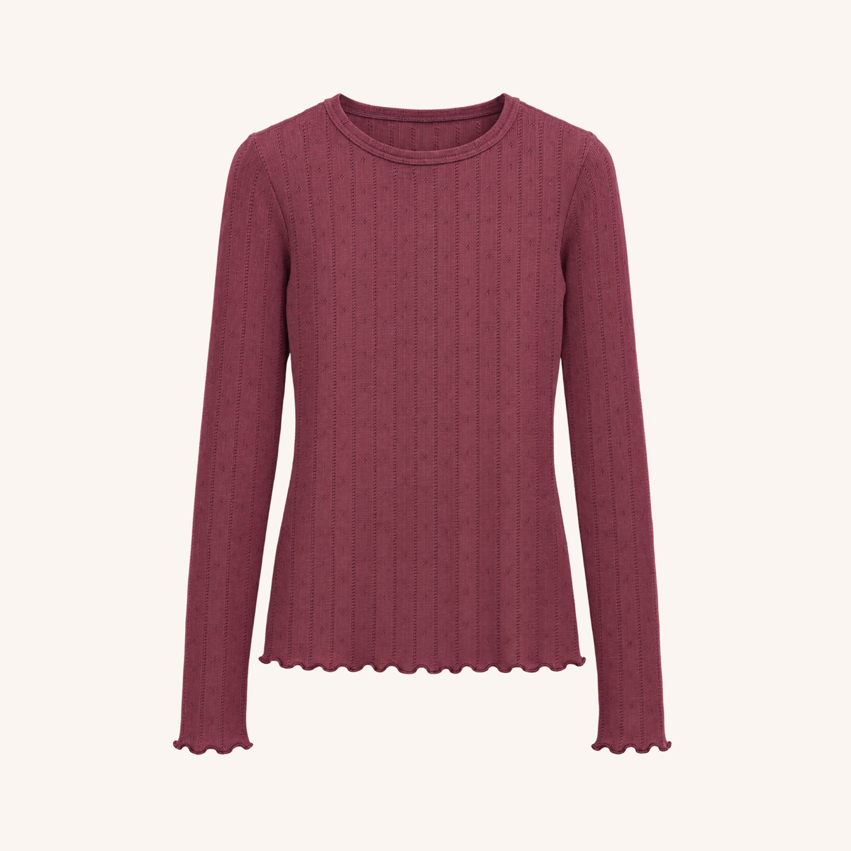 Pointelle Merino Langarmshirt Enya