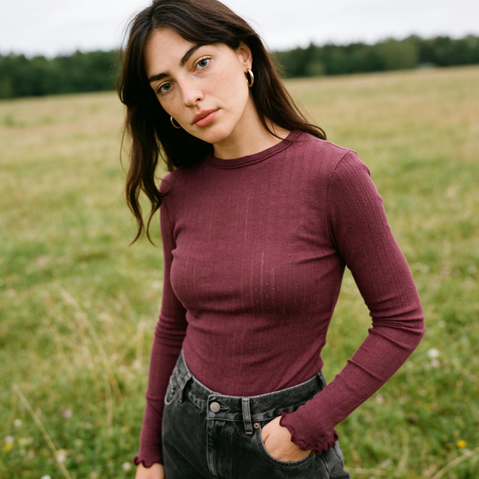 Pointelle Merino Langarmshirt Enya