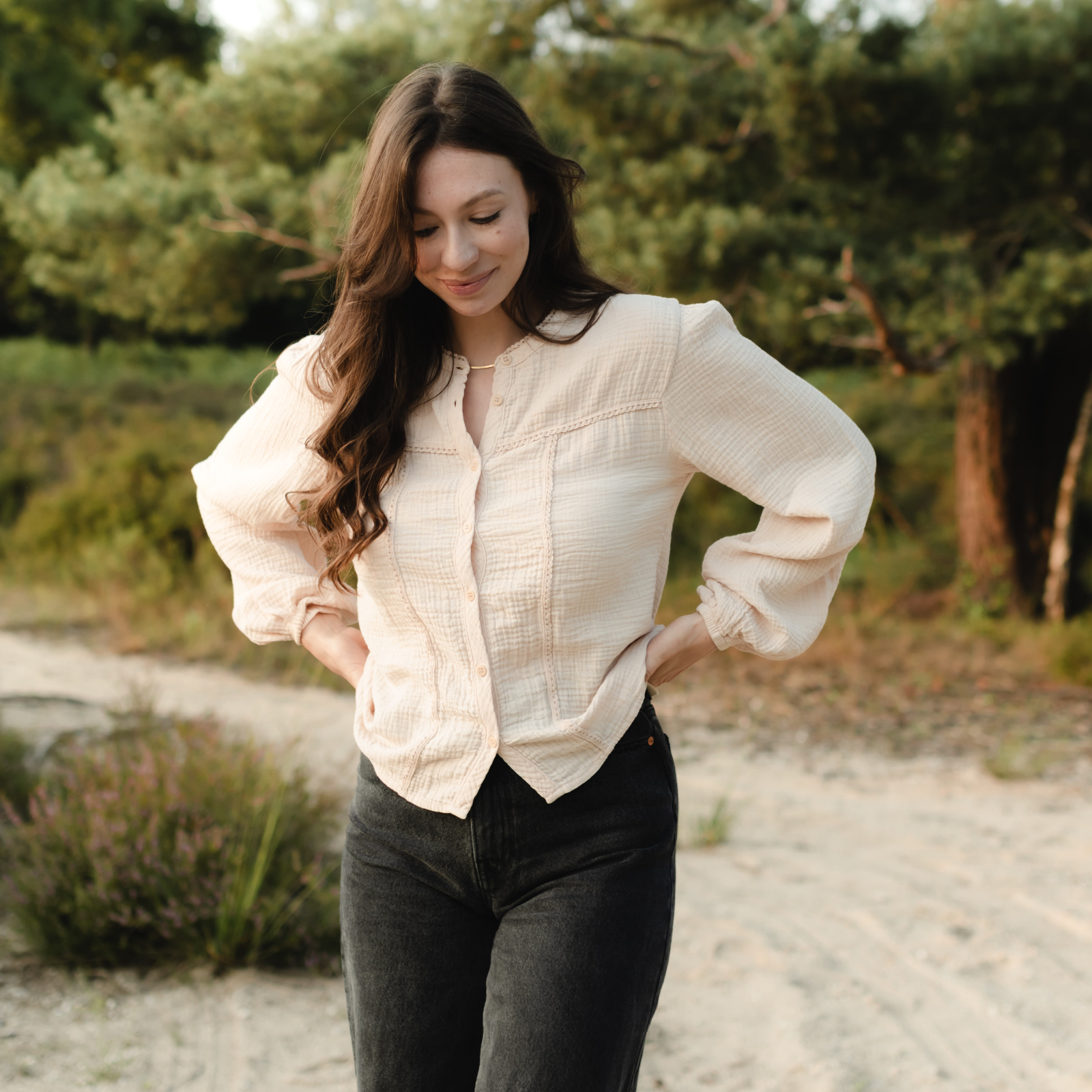 Musselin Bluse Emi Langarm