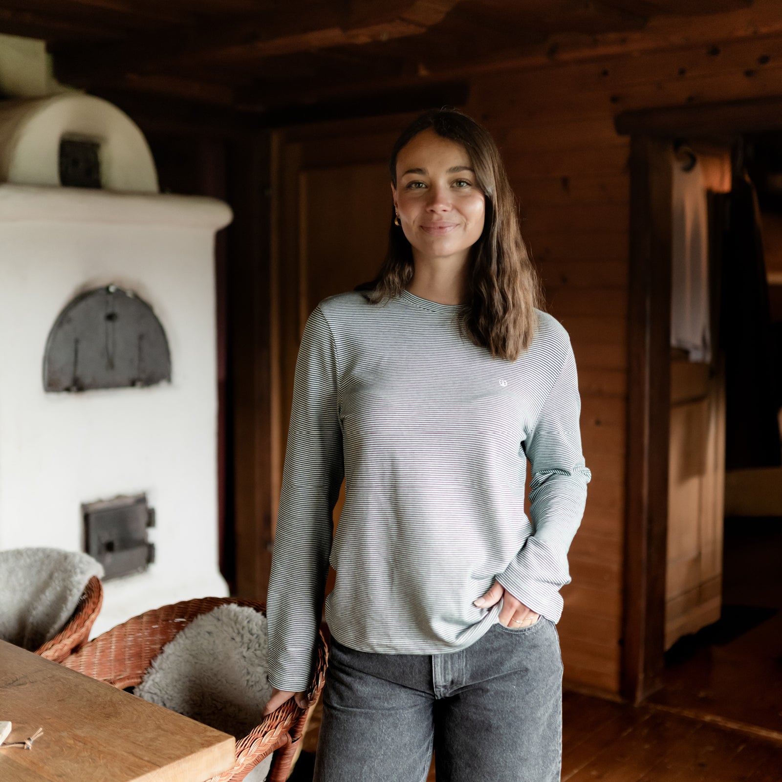 Gestreiftes Oversize Langarmshirt Alva