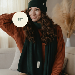 Set: Feinstrick Schal + Strickmütze