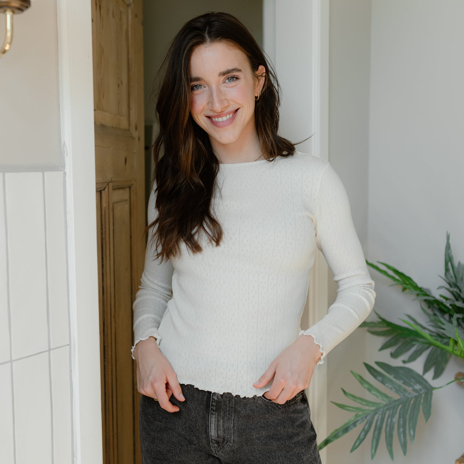 Pointelle Langarmshirt Astrid