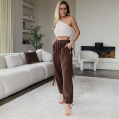 Asymmetrisches Musselin Crop Top Siv