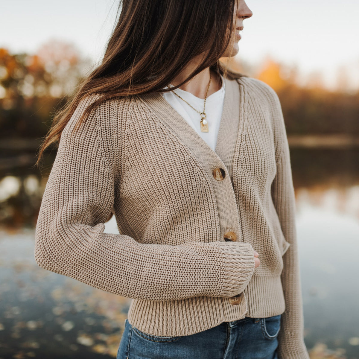 strickjacke baumwolle beige