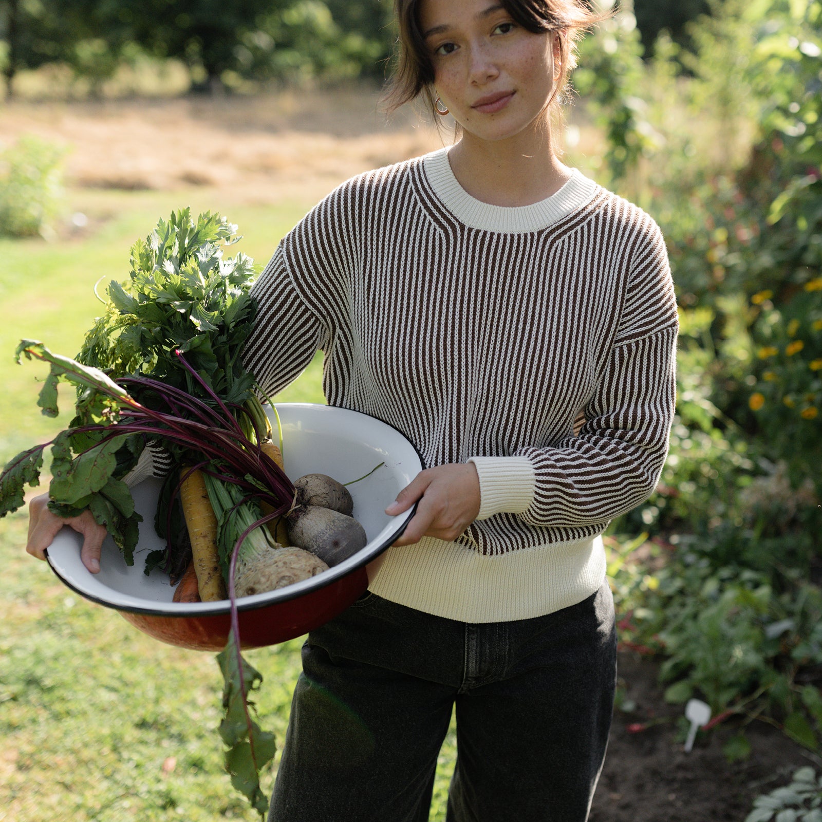 Grobstrick Pullover Mara gestreift