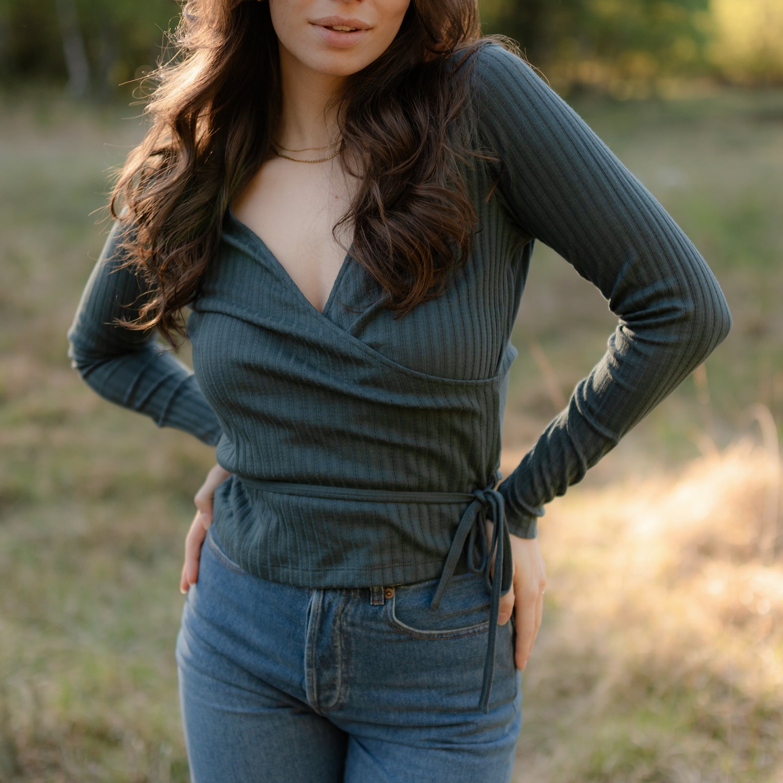 Pointelle Wickelbluse Berit