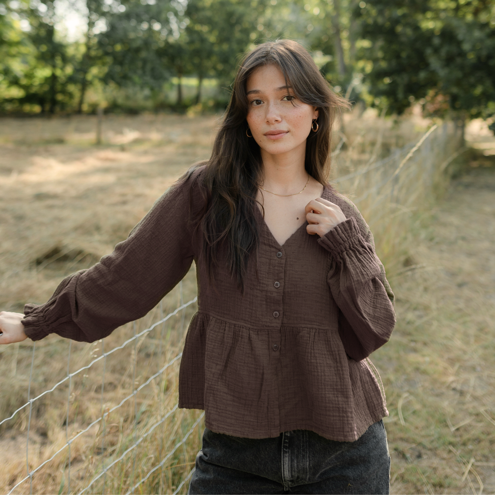 Musselin Bluse Selma mit Punkten