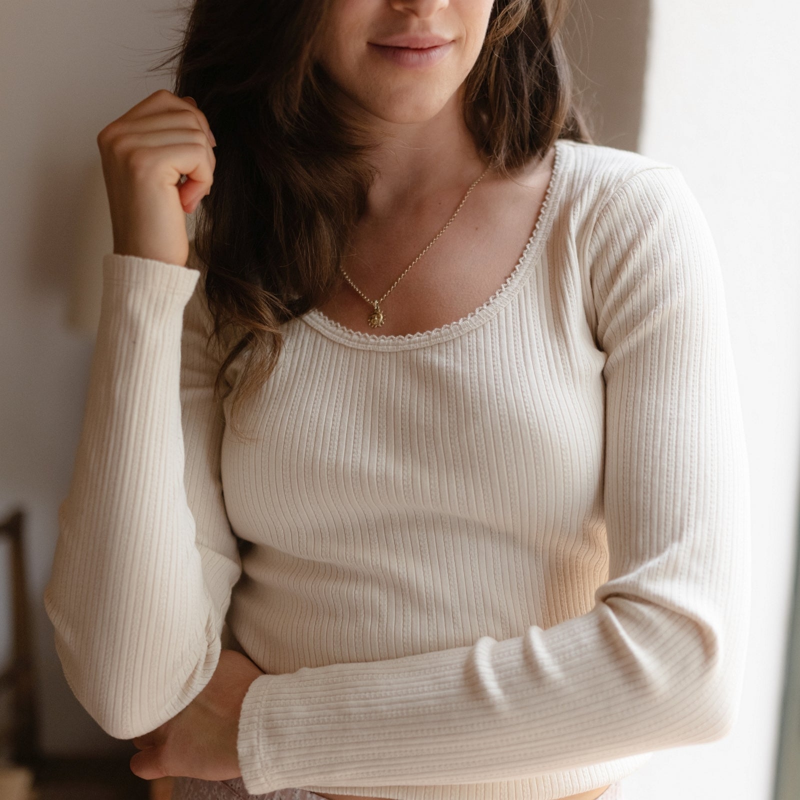 Pointelle Ripp Langarmshirt Inga