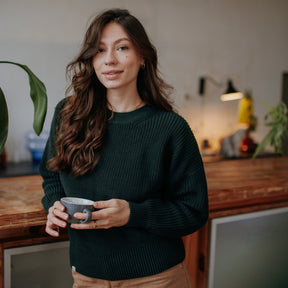 grobstrick pullover grün dunkelgrün mara