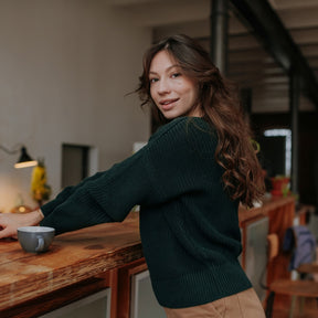 grobstrick pullover grün dunkelgrün mara