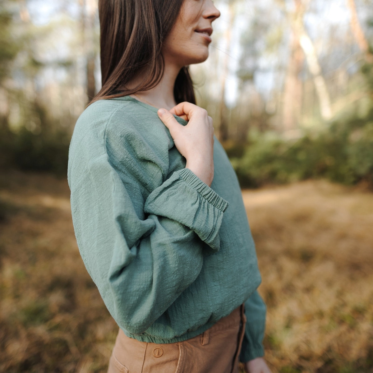 Crop Top Langarm Caja | Grün aus 100% Bio-Baumwolle