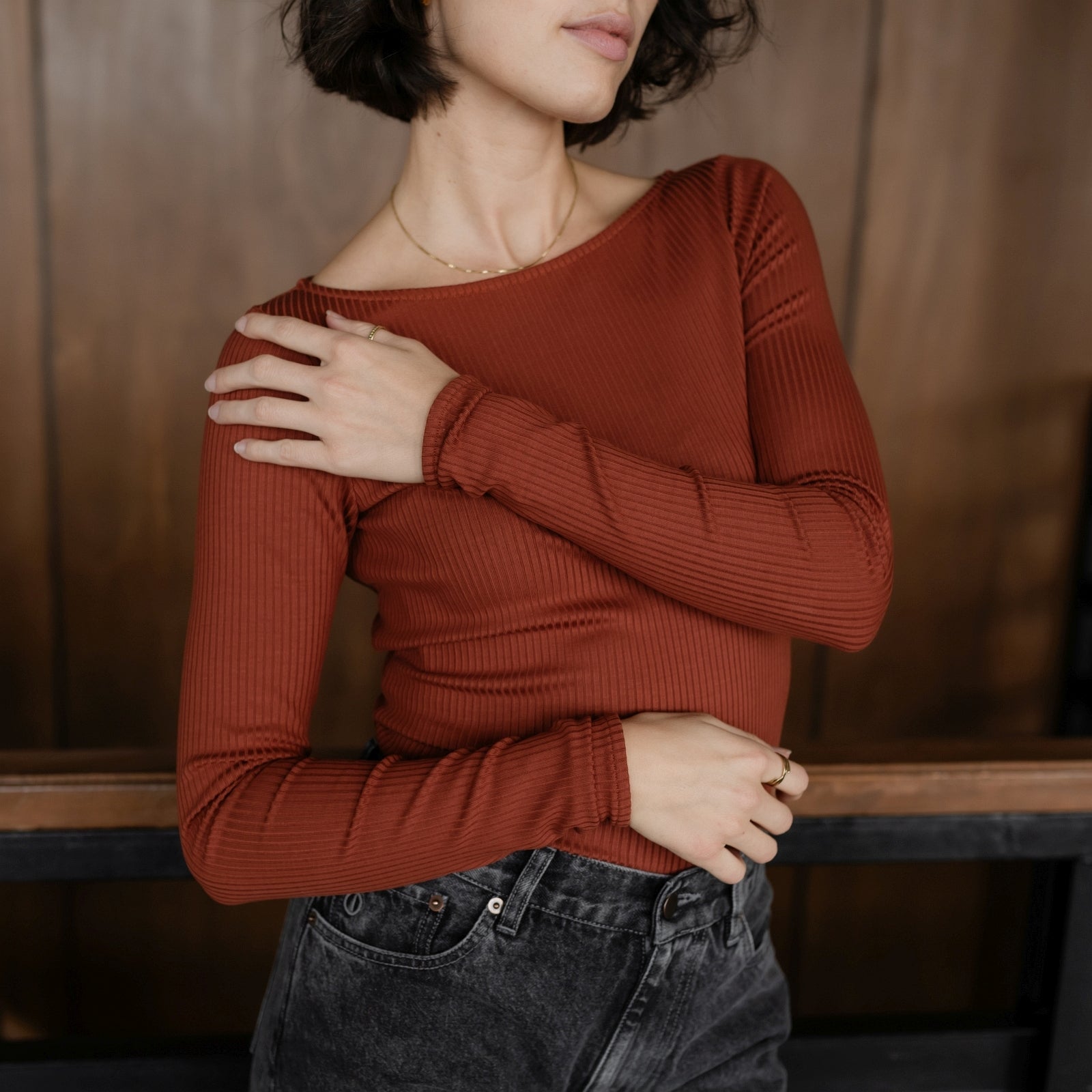 Langarmshirt mit U-Boot Ausschnitt Zoe