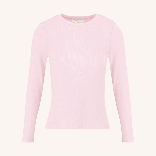 Produktansicht des Ripp Langarmshirts Lica in Rosa, flach fotografiert
